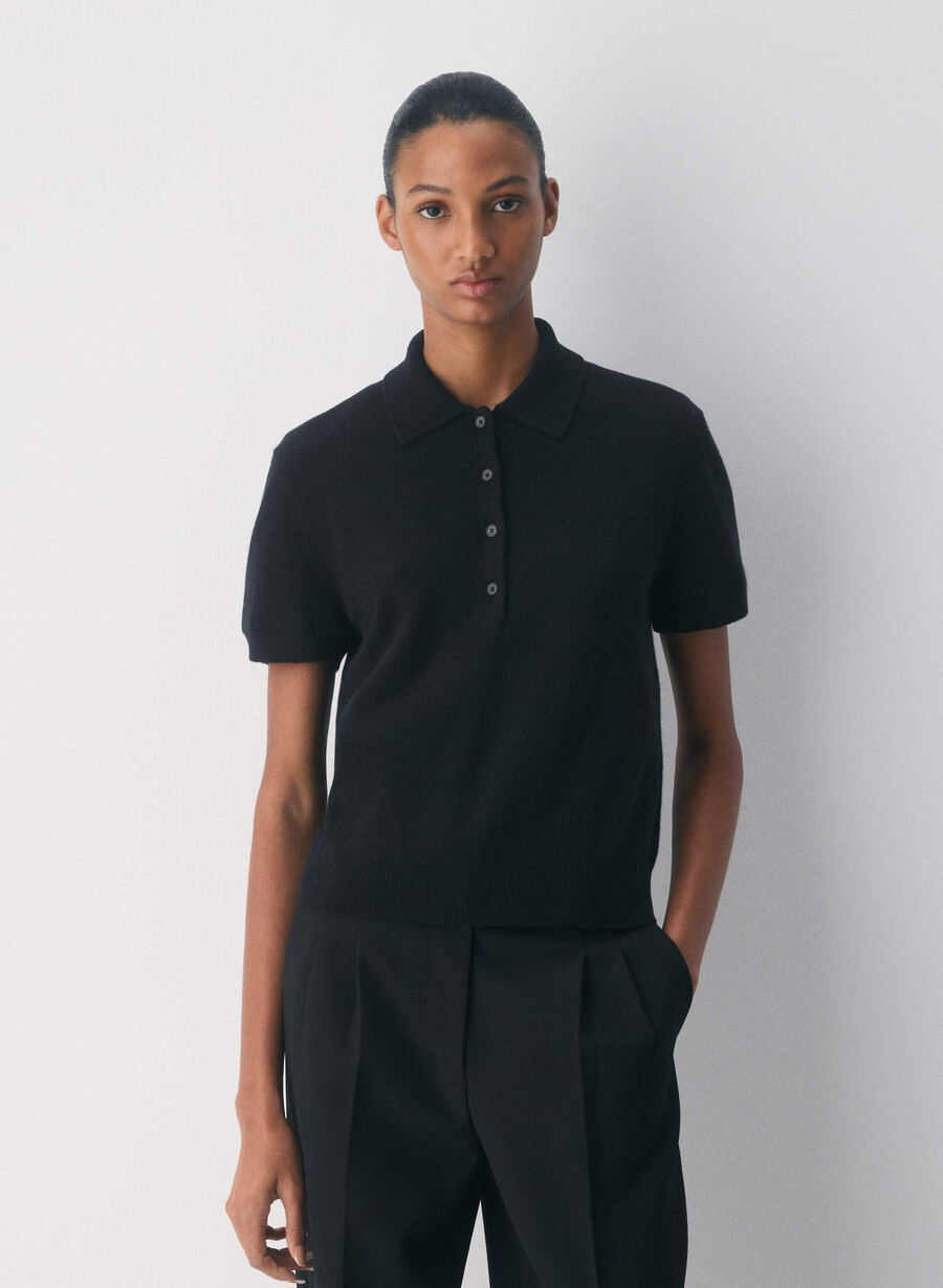 bare cashmere cellini polo sweater black