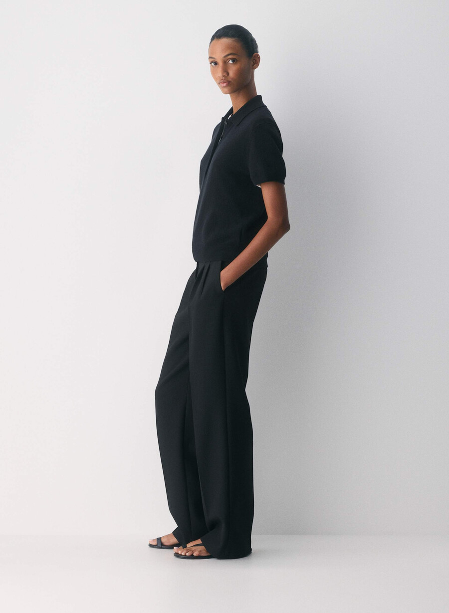 bare cashmere cellini polo sweater black