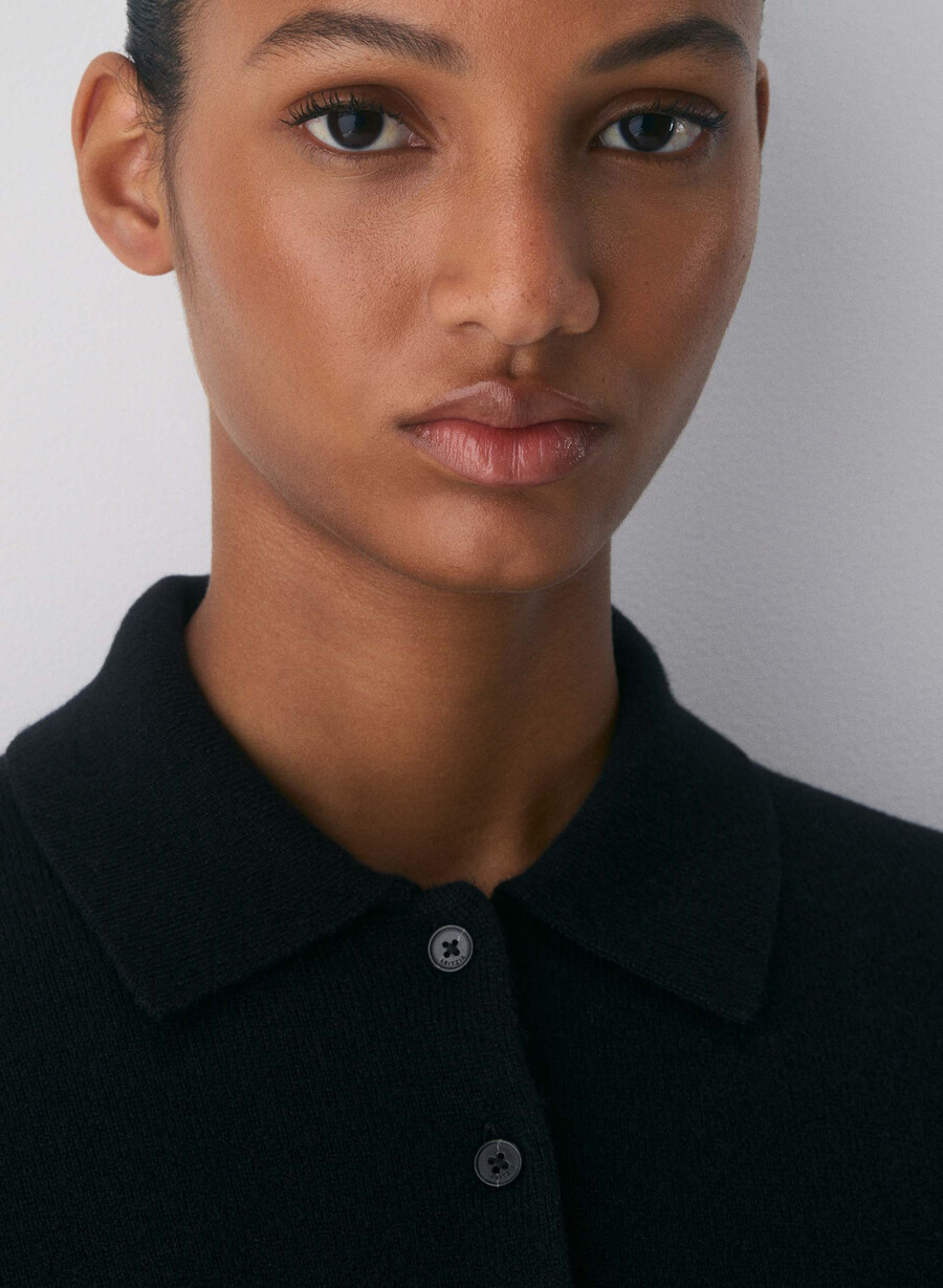 bare cashmere cellini polo sweater black