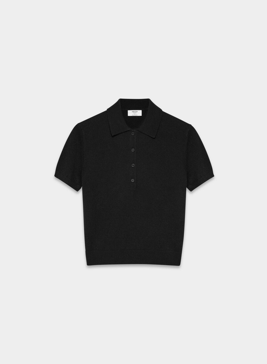 bare cashmere cellini polo sweater black