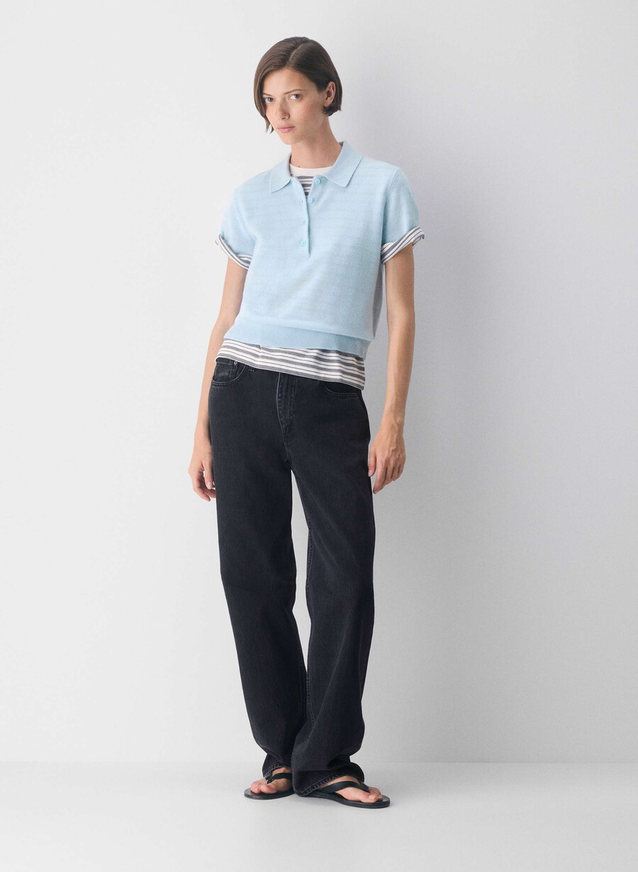bare cashmere cellini polo sweater villa blue