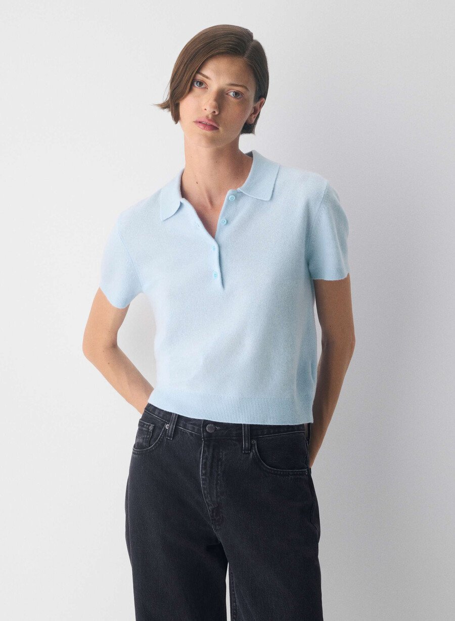 bare cashmere cellini polo sweater villa blue
