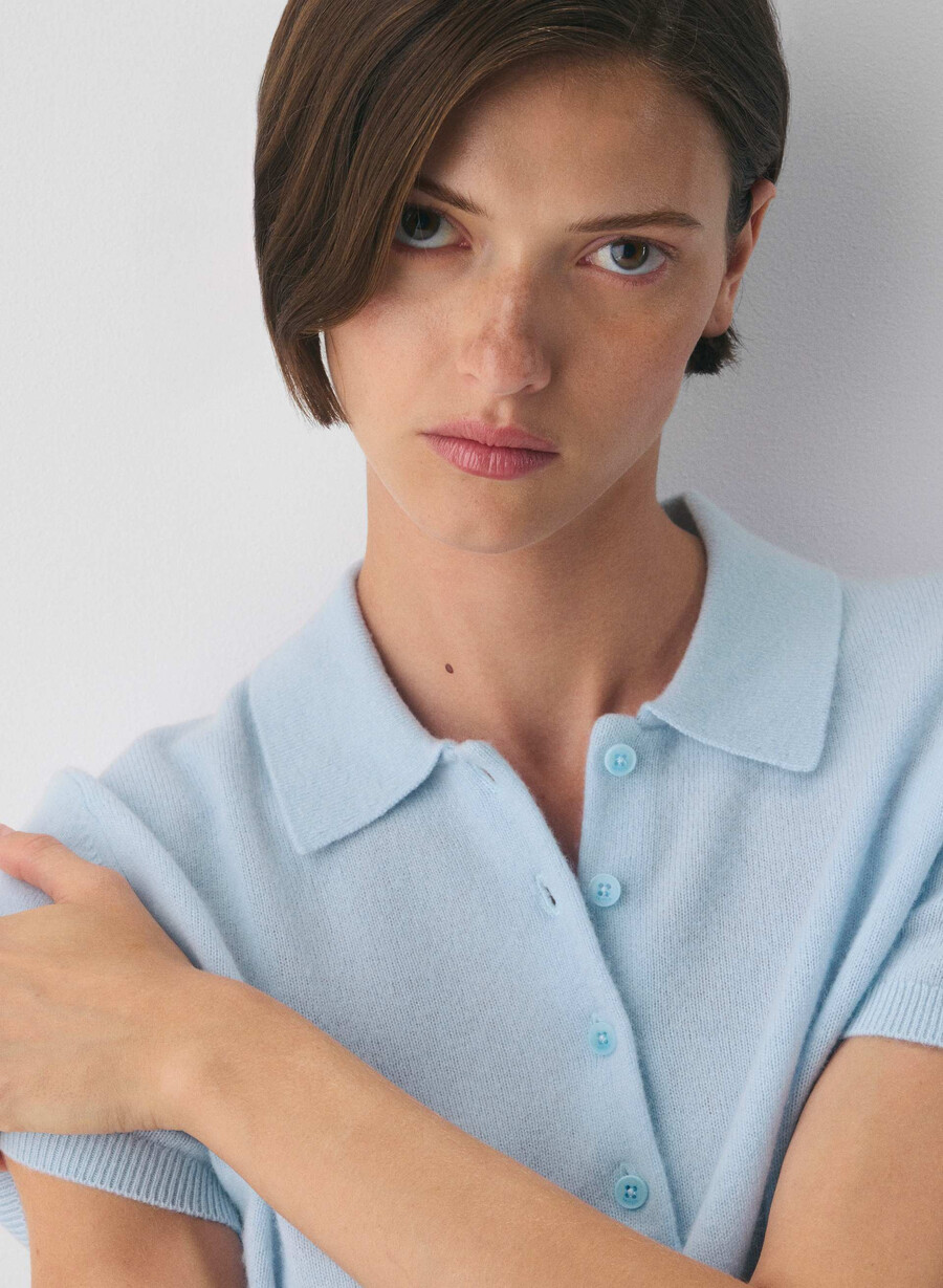 bare cashmere cellini polo sweater villa blue