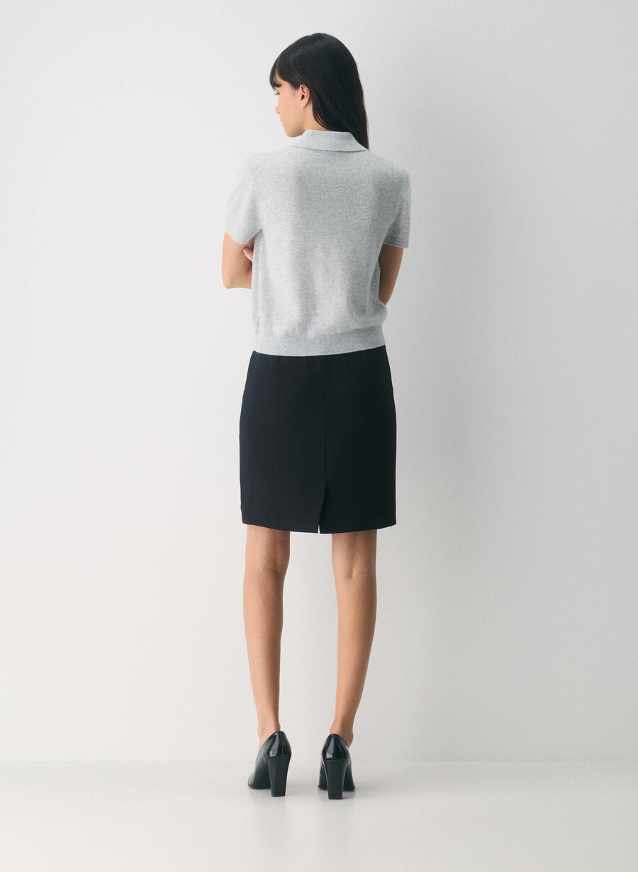 bare cashmere cellini polo sweater heather chrome