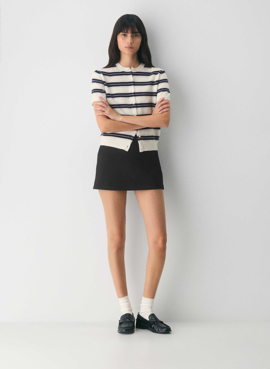 bare cashmere shortsleeve crew cardigan lt birch admiral