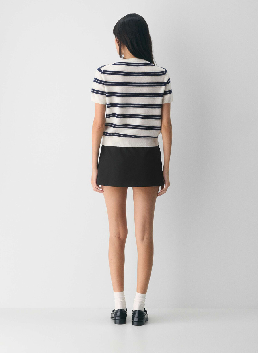 bare cashmere shortsleeve crew cardigan lt birch admiral