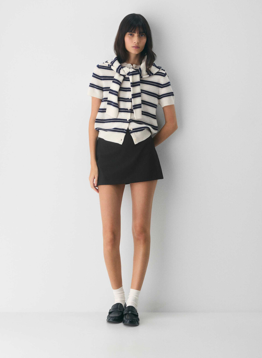 bare cashmere shortsleeve crew cardigan lt birch admiral