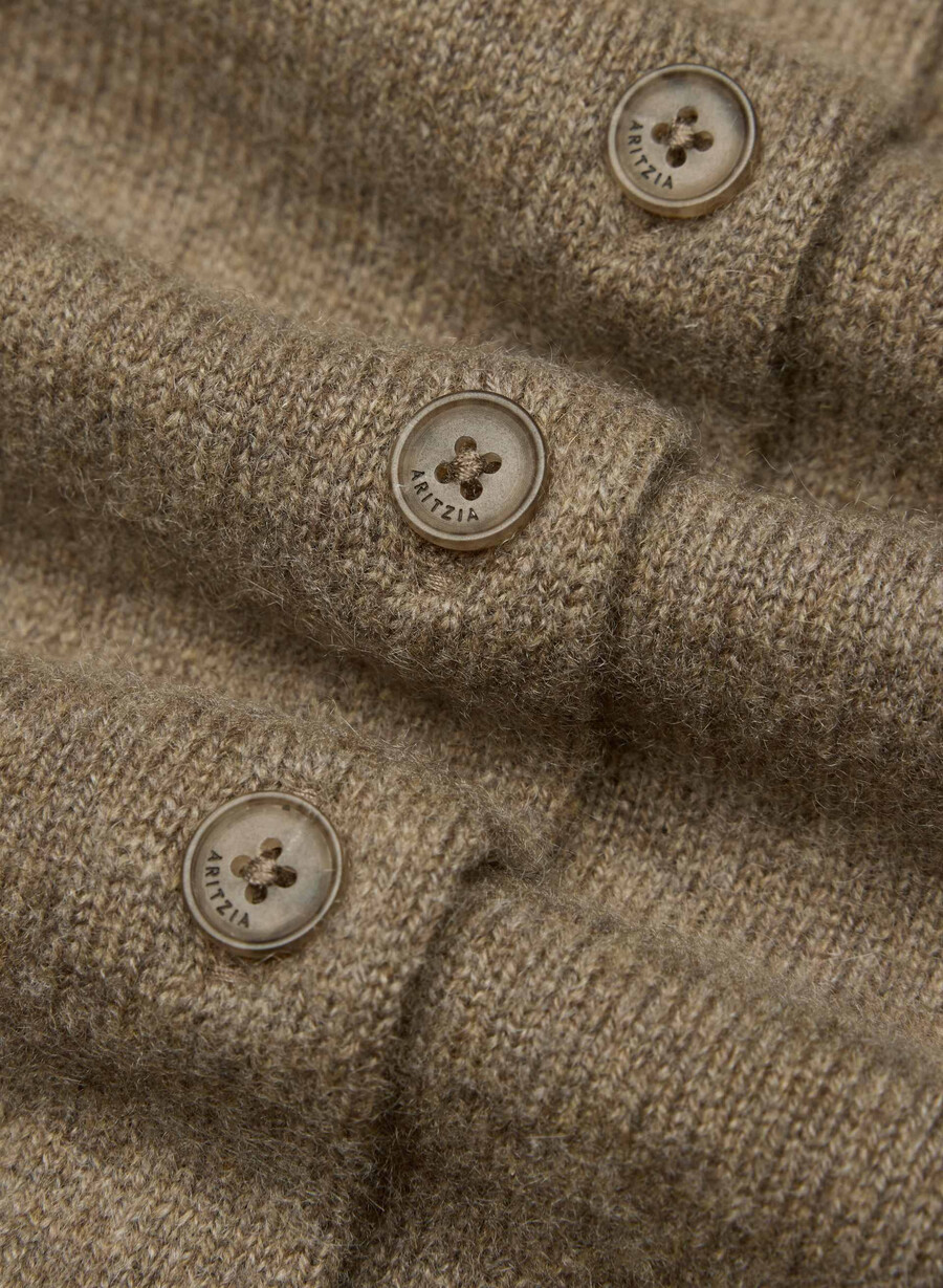 bare cashmere shortsleeve crew cardigan heather folio brown