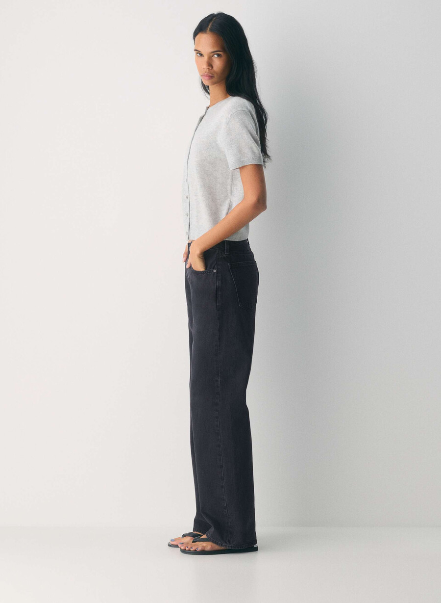 bare cashmere shortsleeve crew cardigan lmndhthr fol bwn