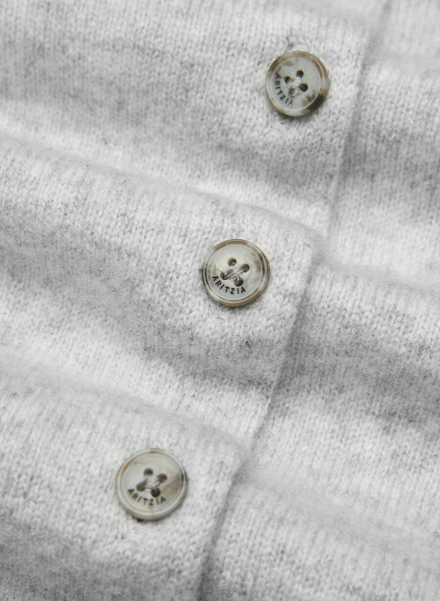 bare cashmere shortsleeve crew cardigan heather chrome