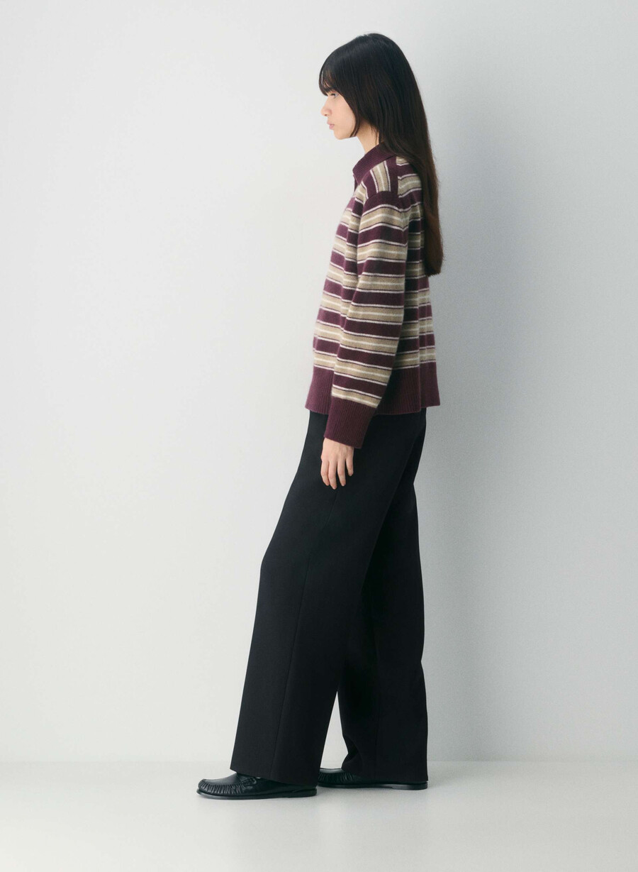 plush cashmere oversized polo sweater dark night navy