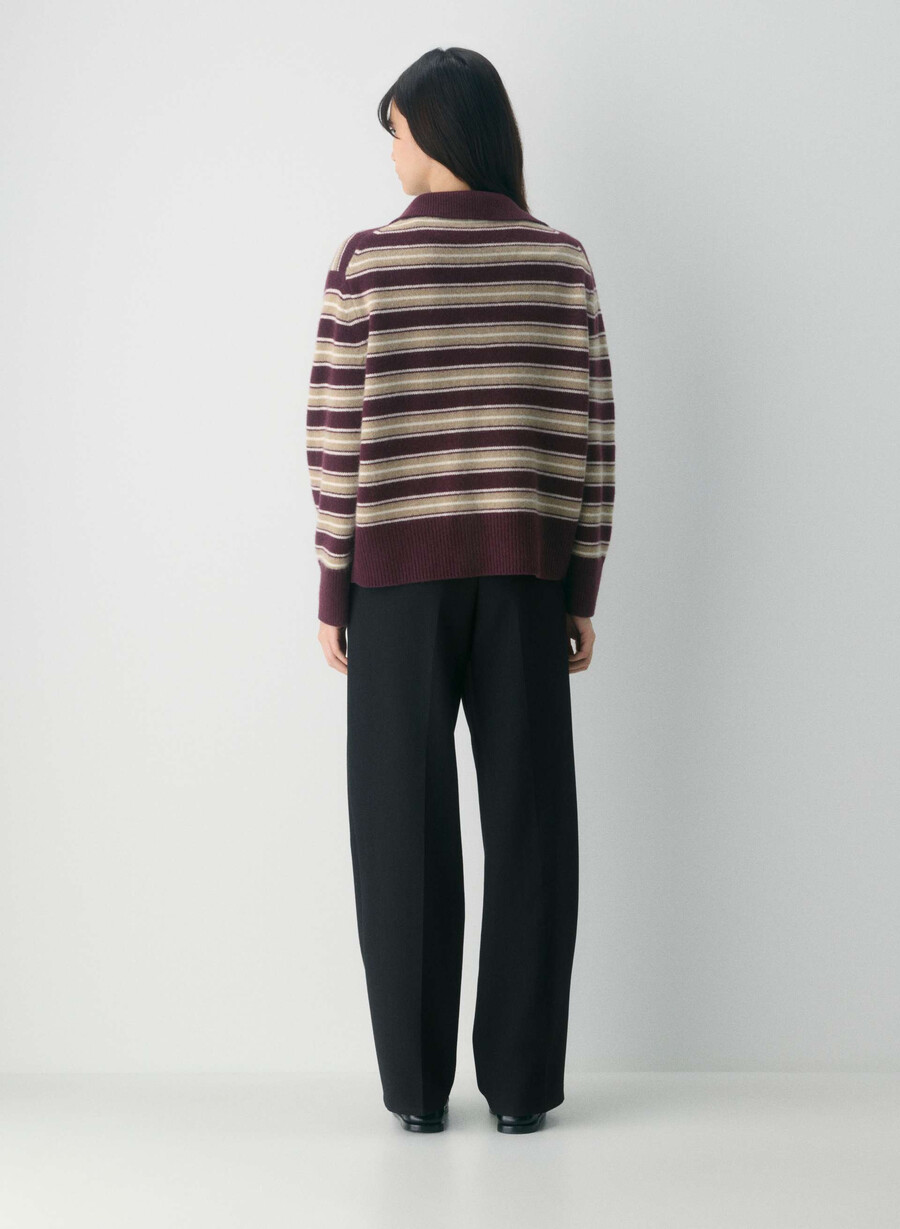 plush cashmere oversized polo sweater dark night navy