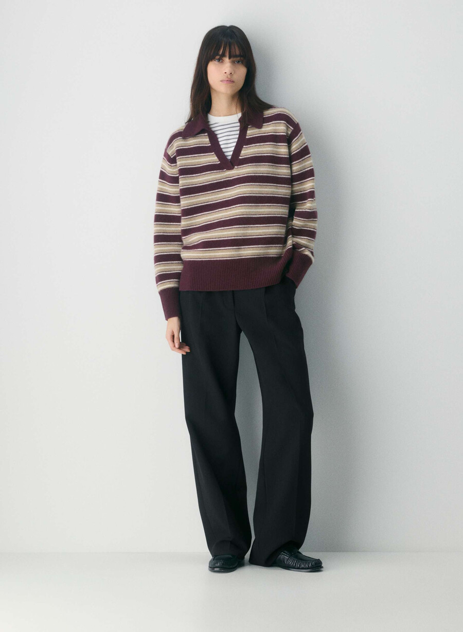 plush cashmere oversized polo sweater whsp white rch m br