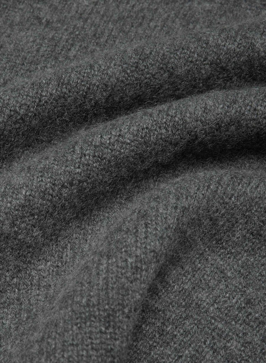 plush cashmere oversized polo sweater heather charcoal