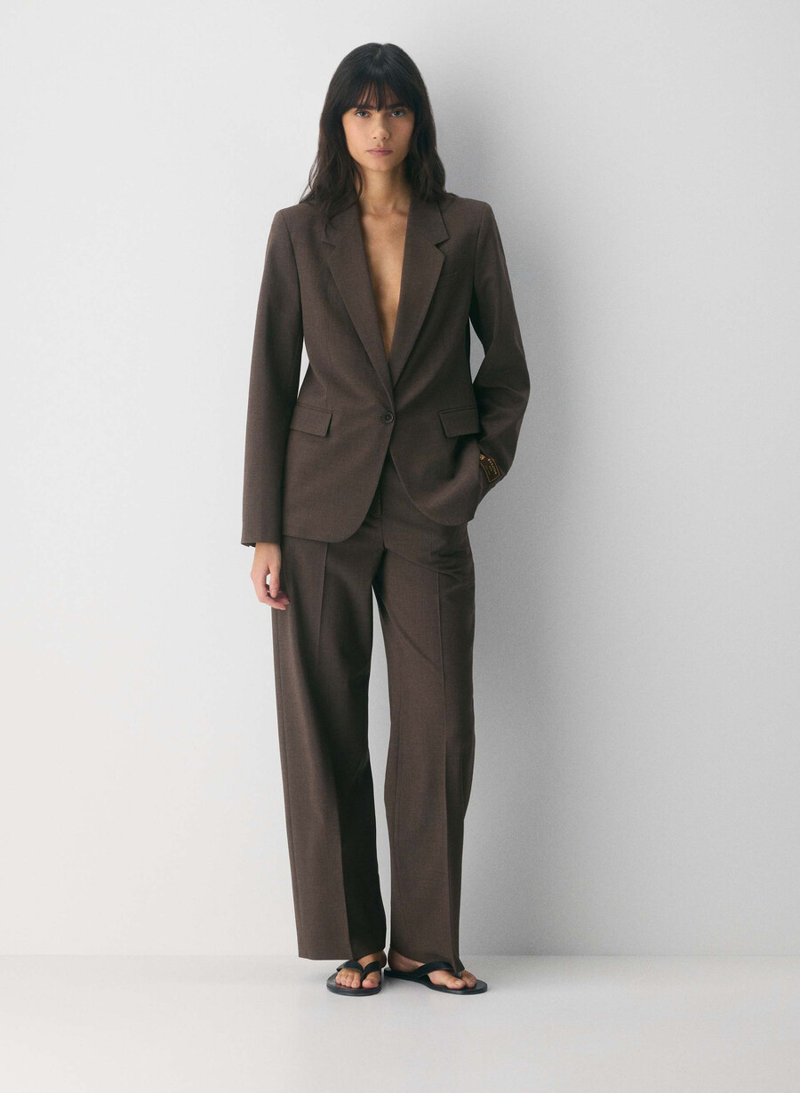 new agency wool pant heather rich mocha brn