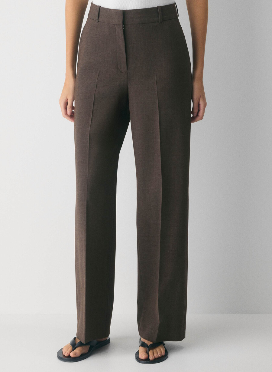 new agency wool pant heather rich mocha brn