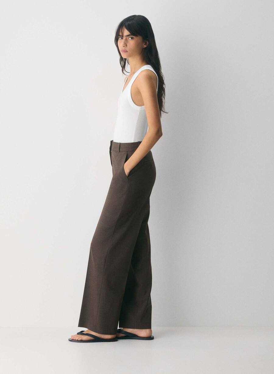 new agency wool pant heather rich mocha brn