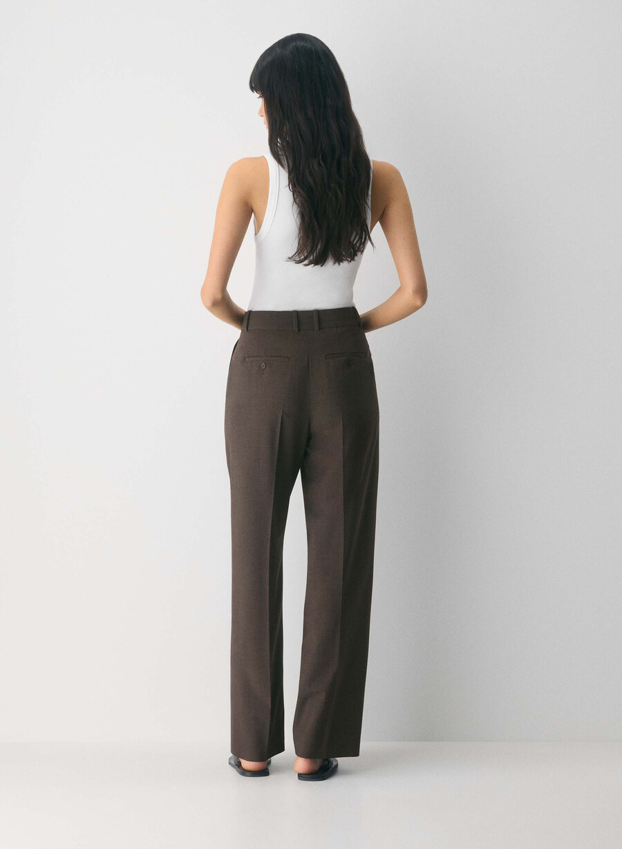 new agency wool pant heather rich mocha brn