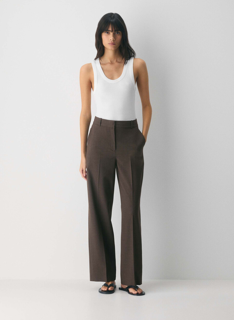 new agency wool pant heather rich mocha brn