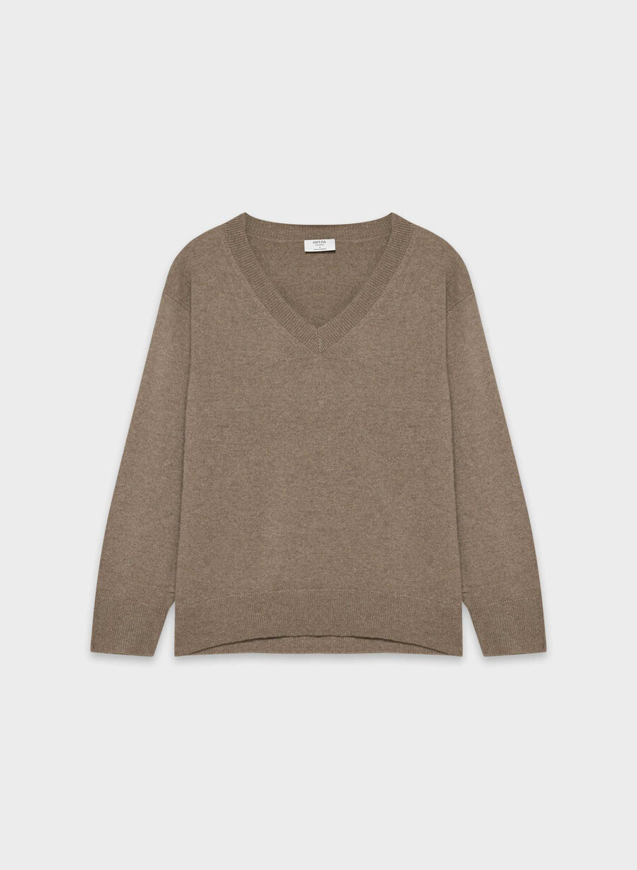 bare cashmere composition sweater heather folio brown