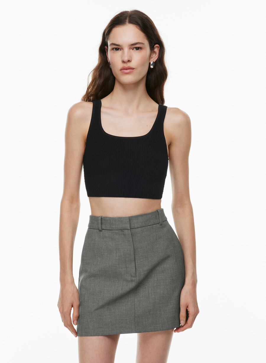 sculpt knit squareneck cropped tank black
