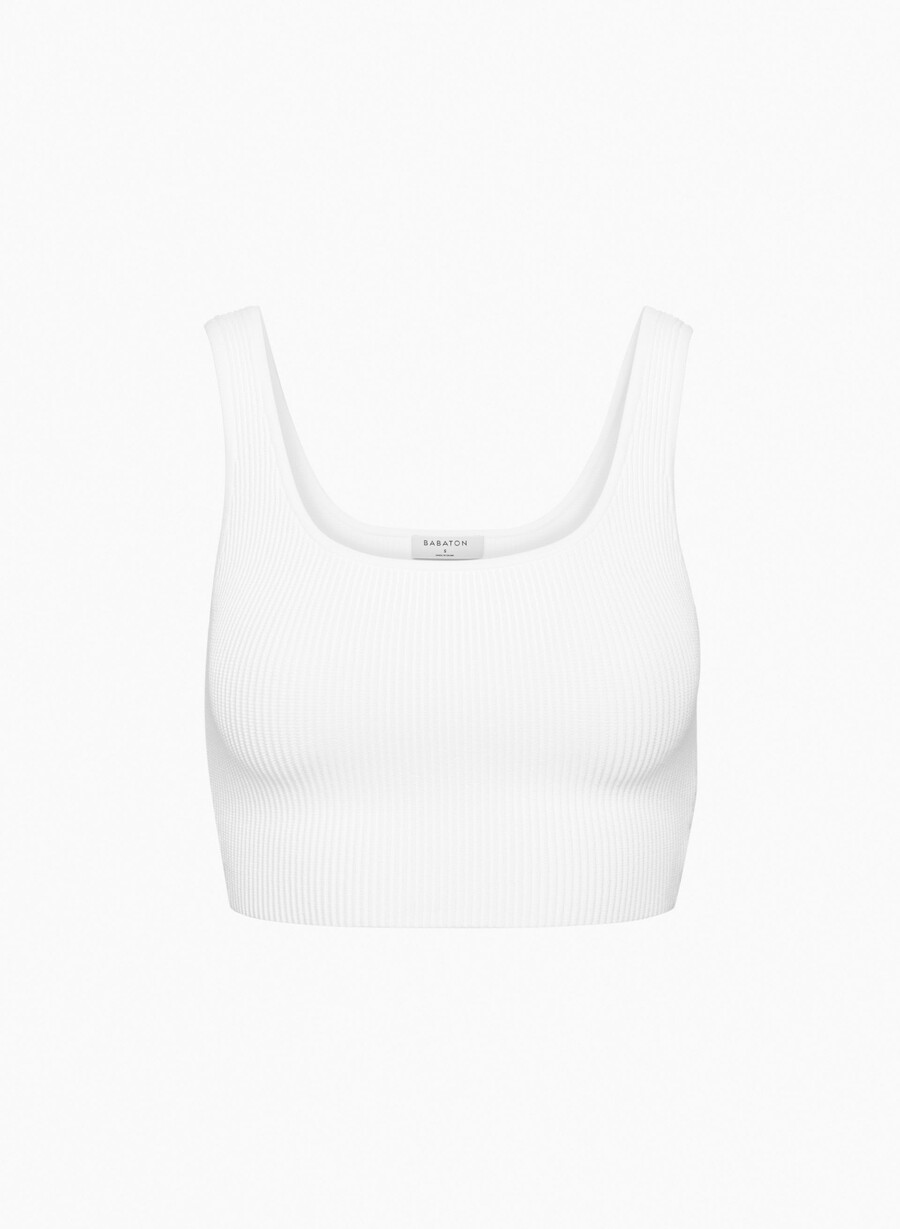 sculpt knit squareneck cropped tank white