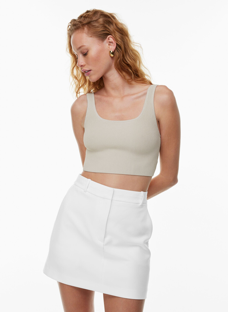 sculpt knit squareneck cropped tank matte pearl