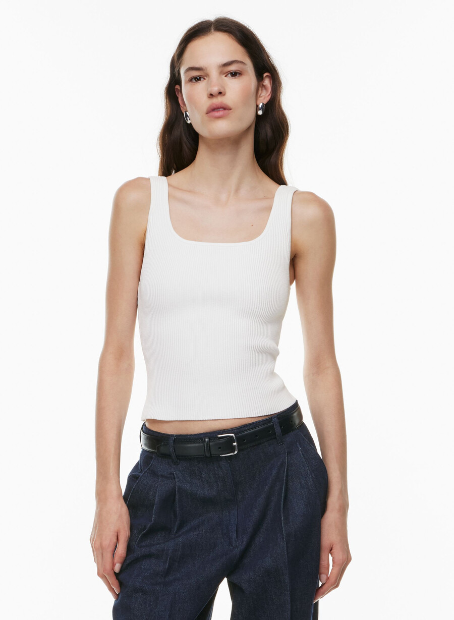 sculpt knit squareneck tank white
