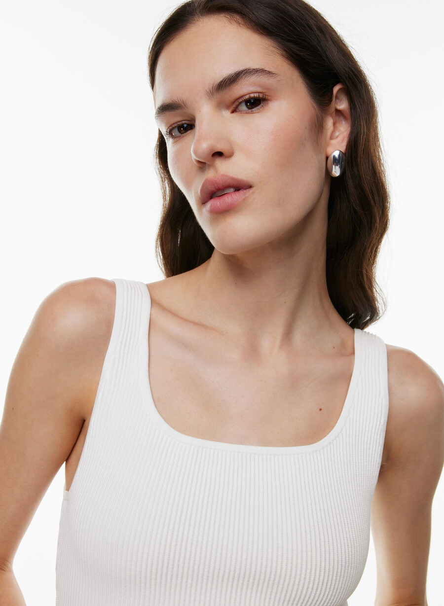 sculpt knit squareneck tank white