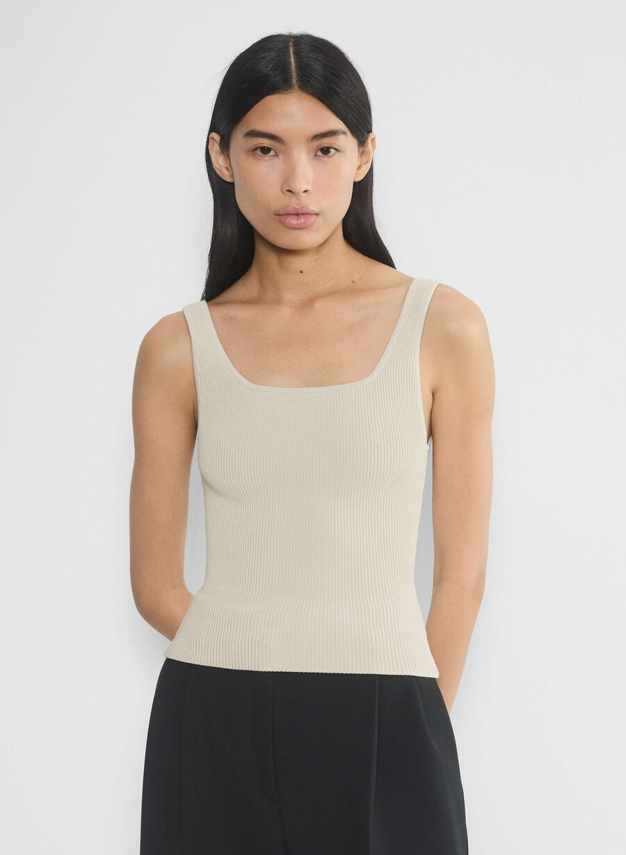 sculpt knit squareneck tank matte pearl