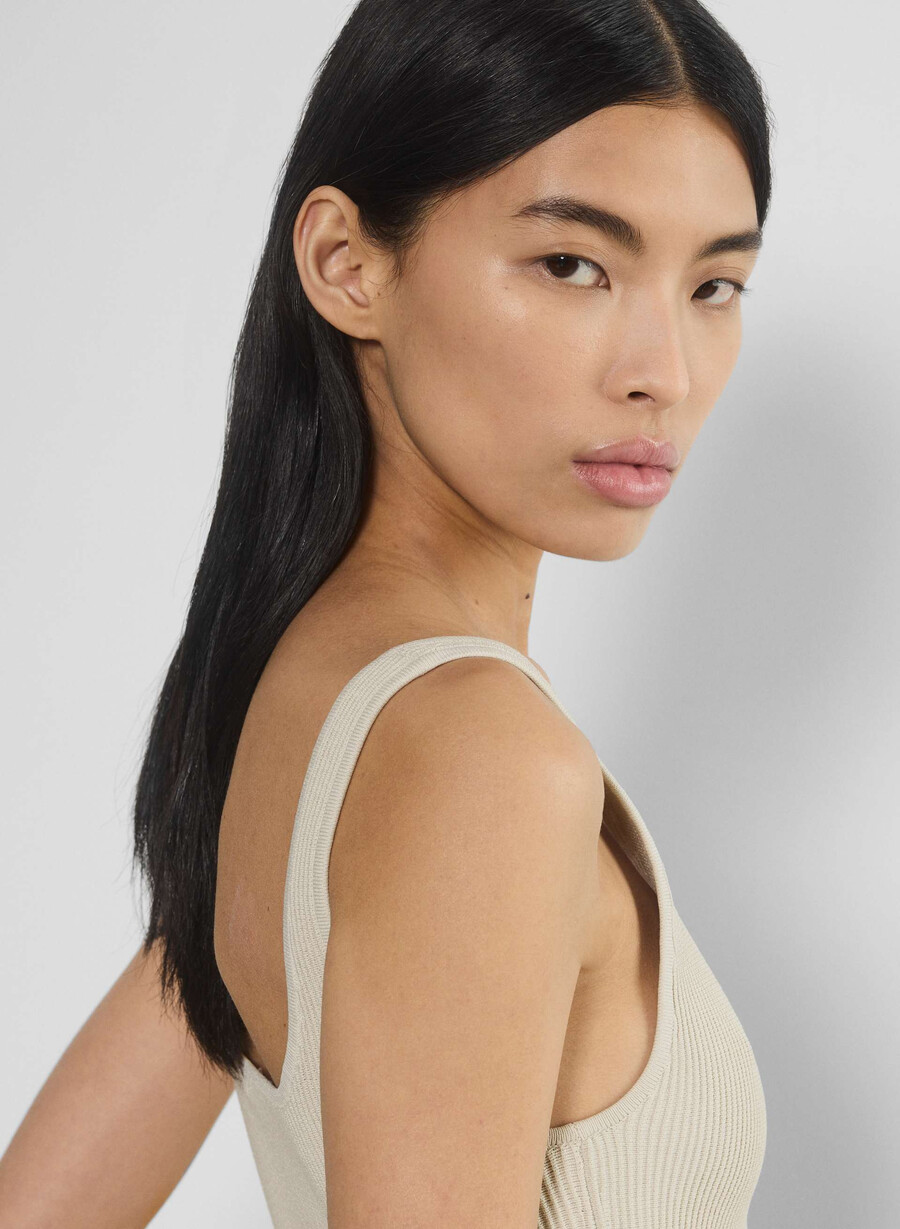 sculpt knit squareneck tank matte pearl