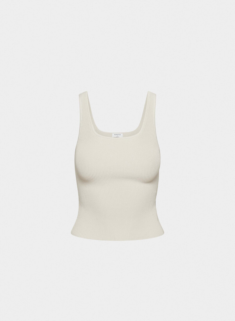 sculpt knit squareneck tank matte pearl