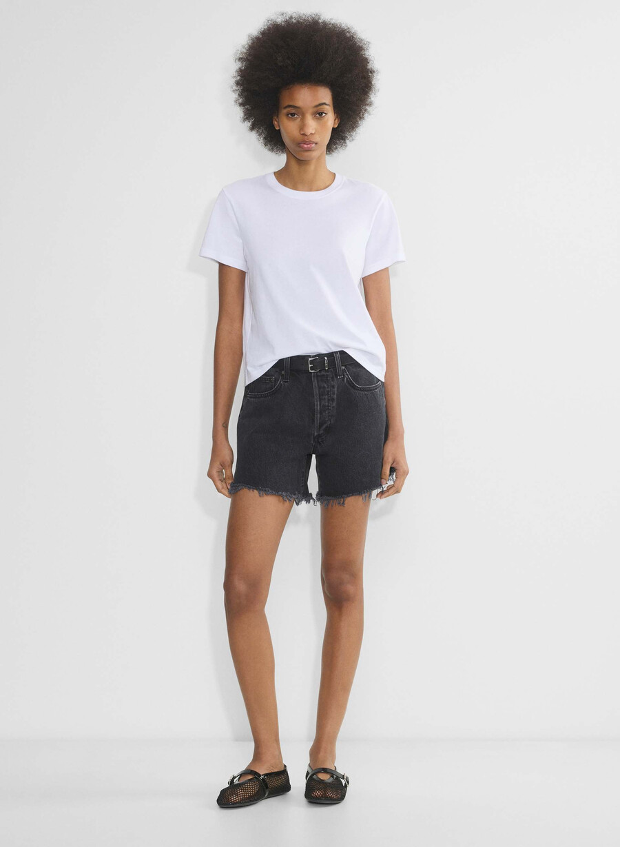 denim forum the ex boyfriend mid thigh short black eyeliner