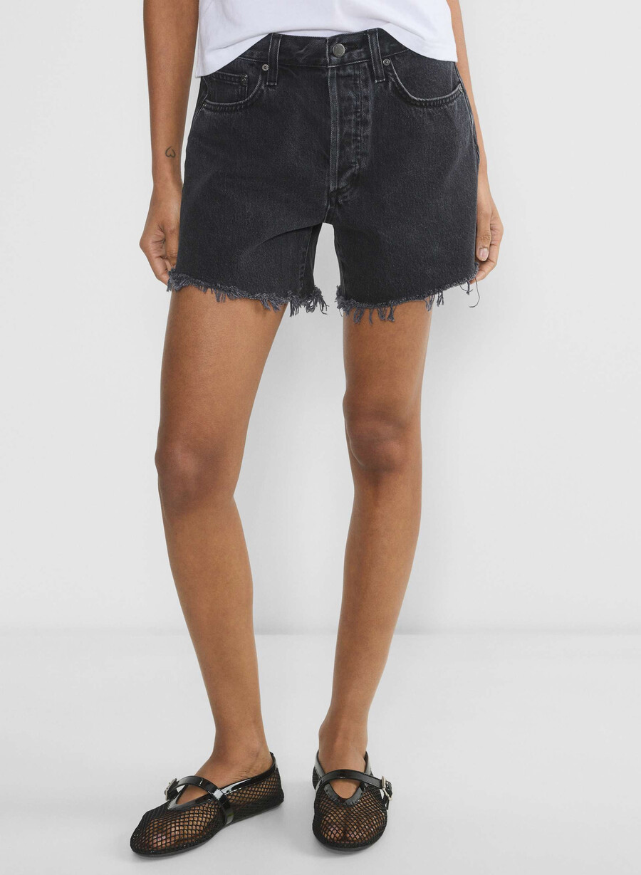denim forum the ex boyfriend mid thigh short black eyeliner