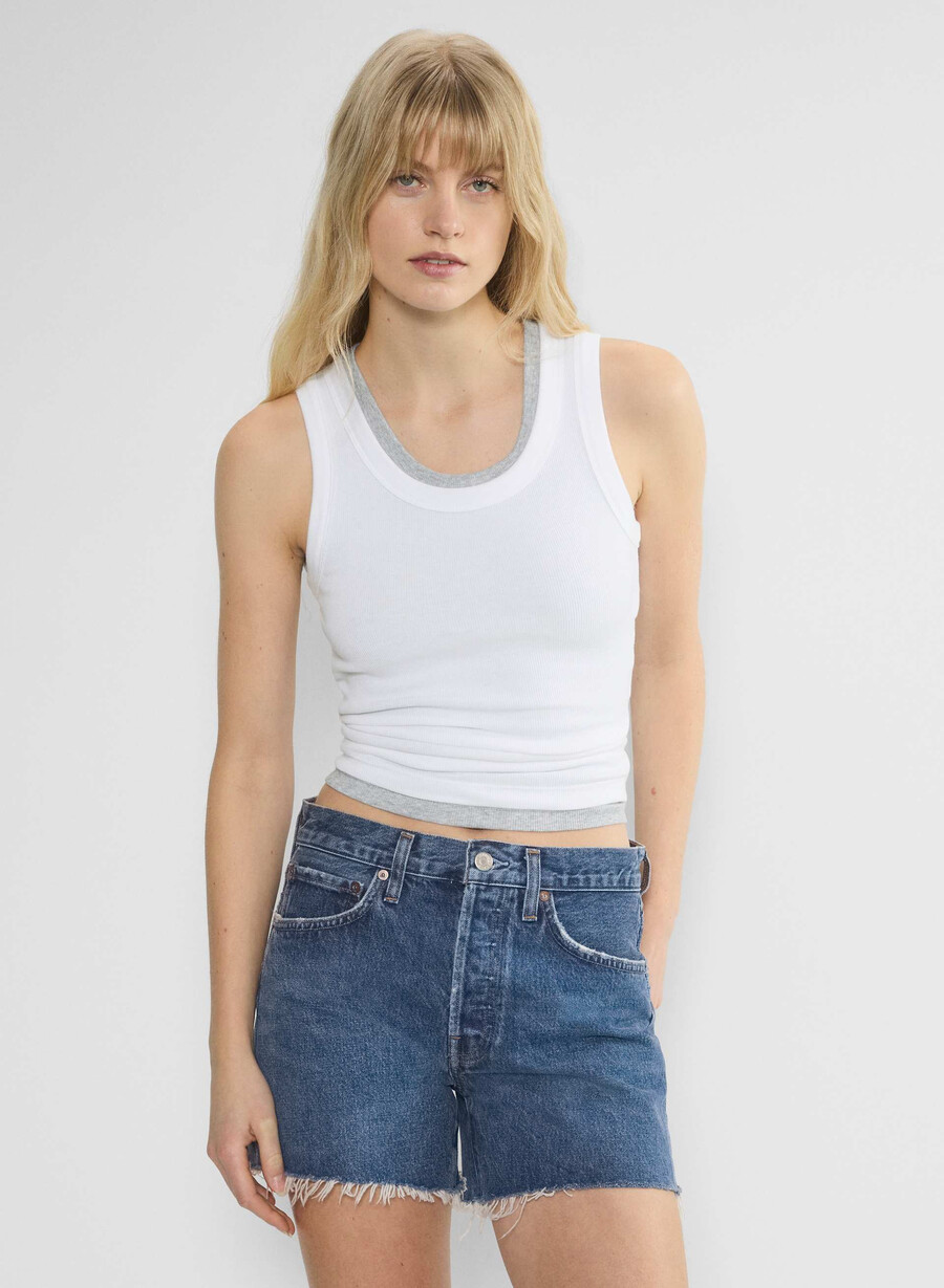 agolde parker long jean short caution