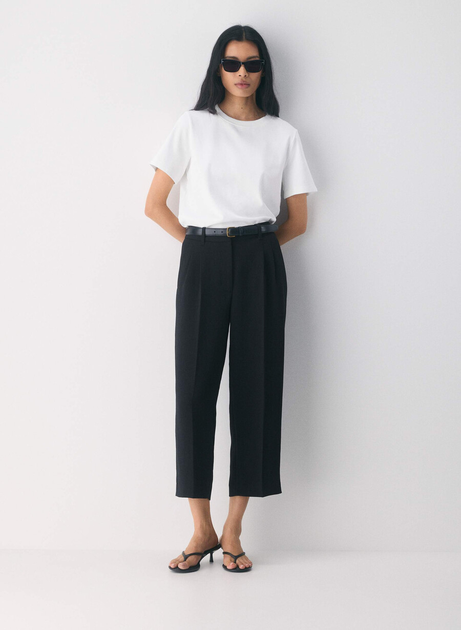 the effortless pant cropped - crepette black