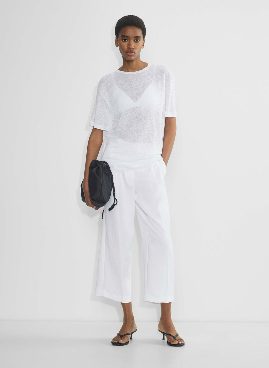 the effortless pant cropped - crepette white