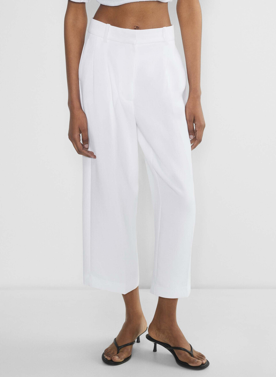 the effortless pant cropped - crepette white