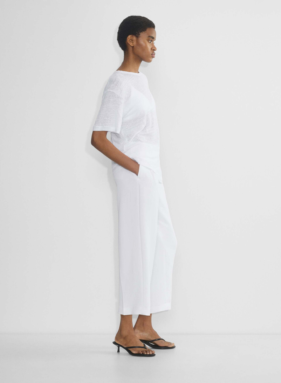 the effortless pant cropped - crepette white