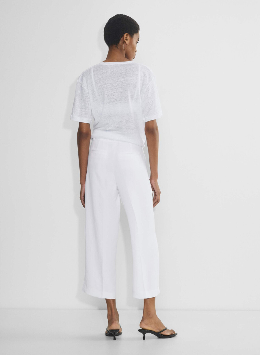the effortless pant cropped - crepette white