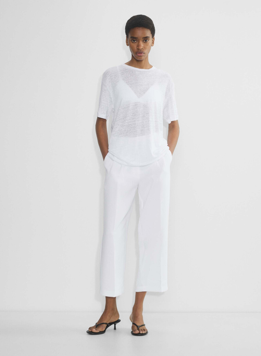 the effortless pant cropped - crepette white