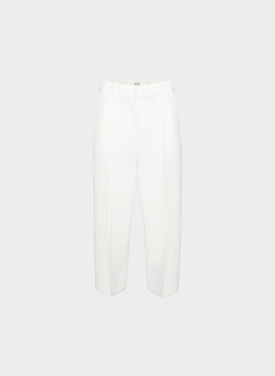 the effortless pant cropped - crepette white