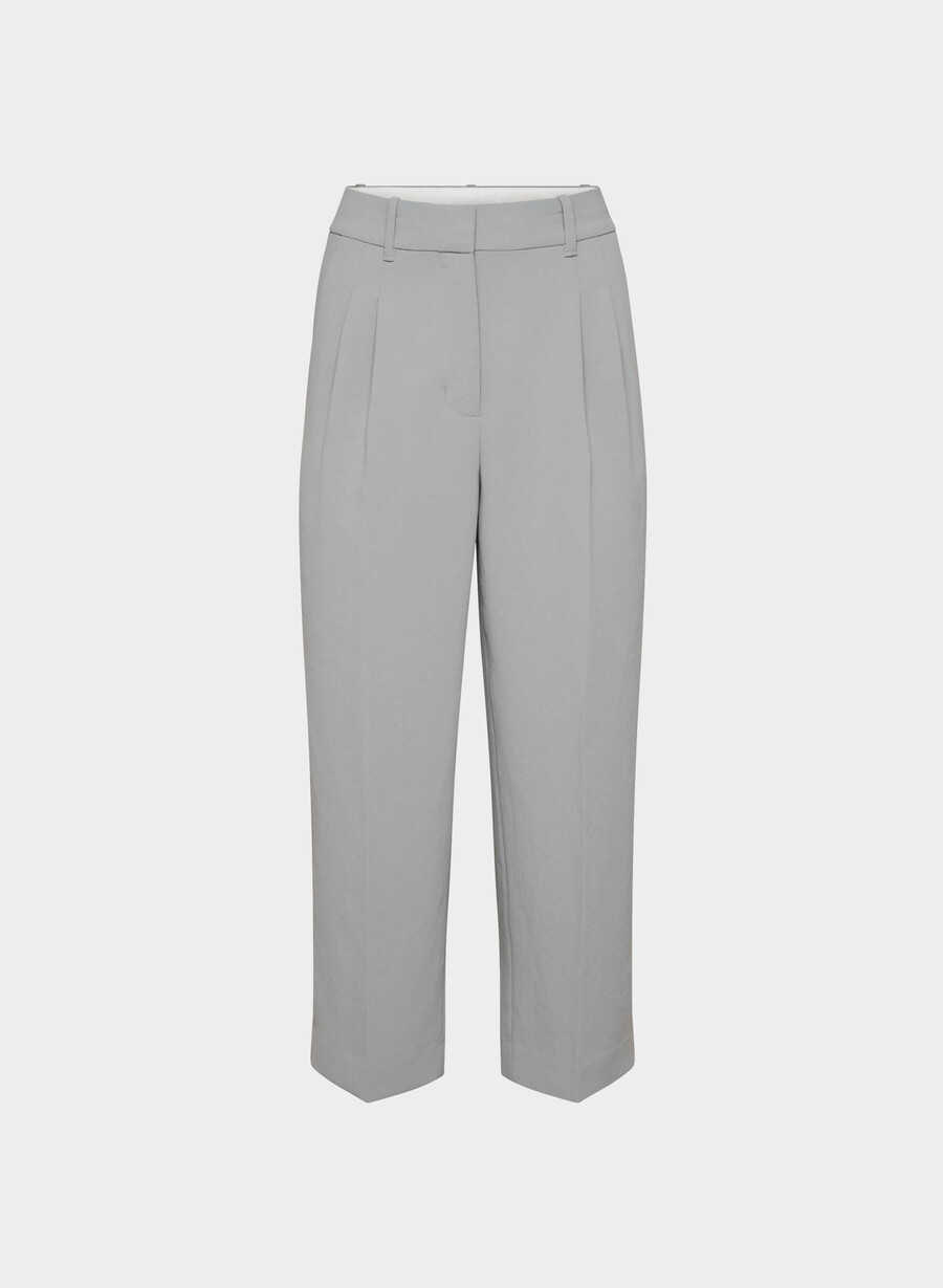 the effortless pant cropped - crepette riverstone grey