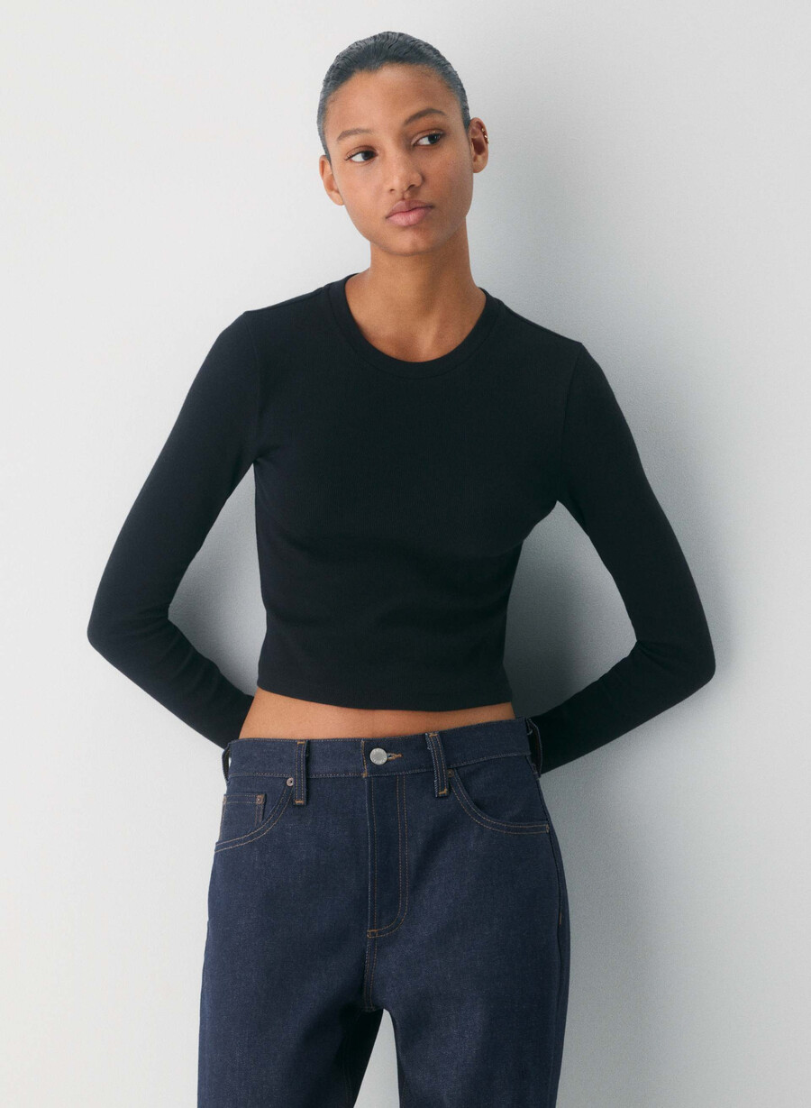 homestretch rib crew waist longsleeve black
