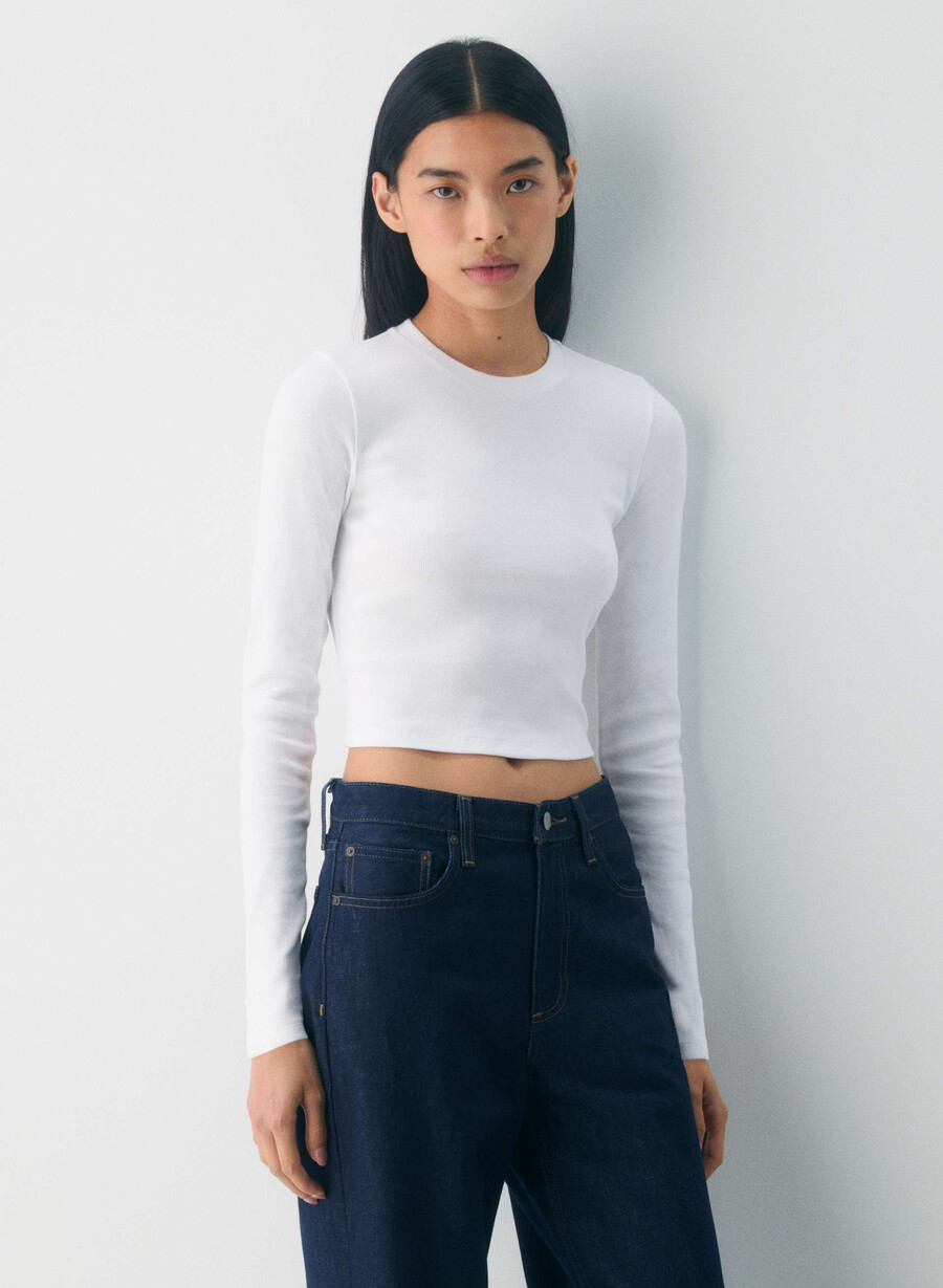 homestretch rib crew waist longsleeve white