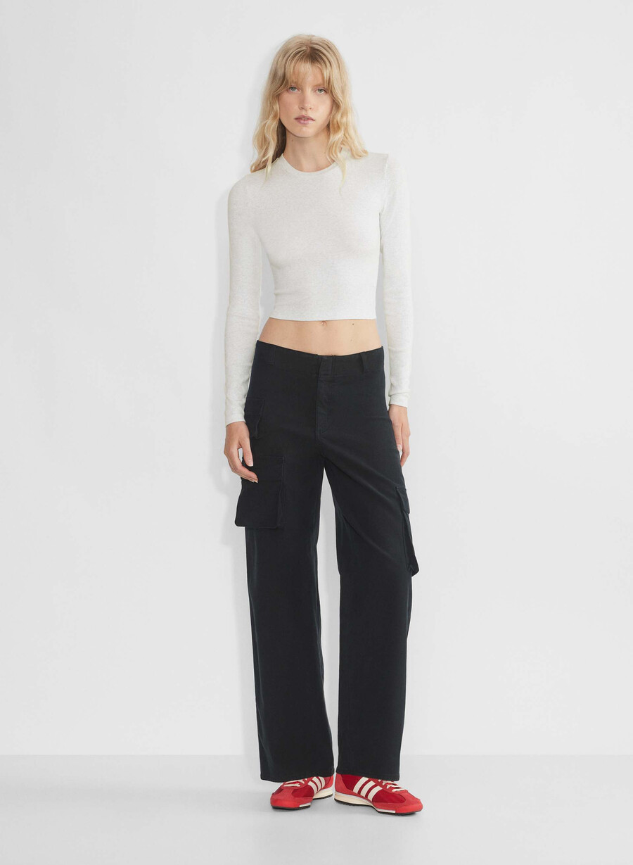homestretch rib crew waist longsleeve heather cloud white