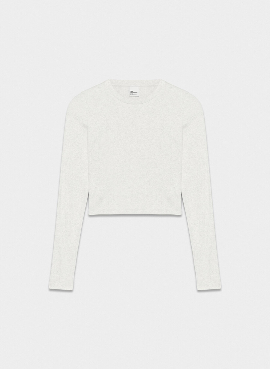 homestretch rib crew waist longsleeve heather cloud white