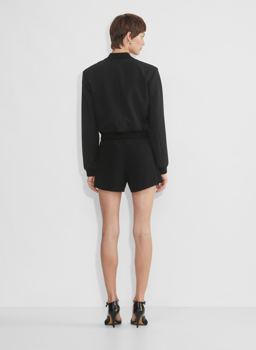 pleated mini short black