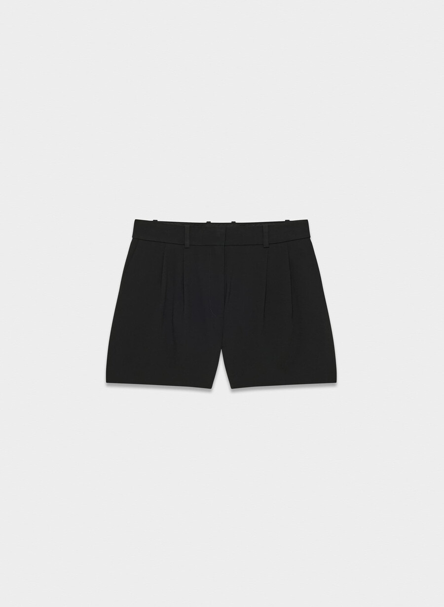 pleated mini short black