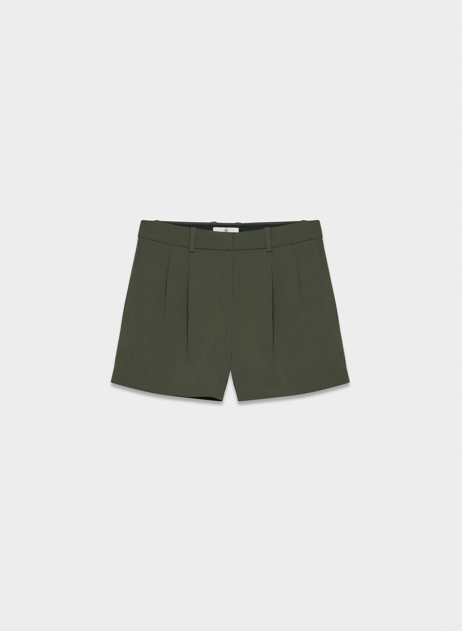 pleated mini short dark olive